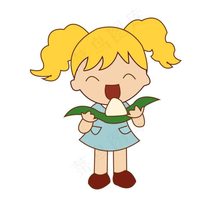 端午节小女孩开心的吃着粽子卡通(2000X2000(DPI:300))psd模版下载