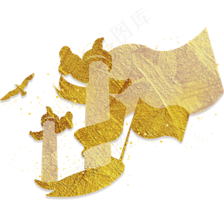 洒金粉华表国旗缎带鸽子庆祝国庆