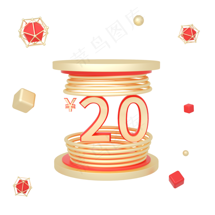 C4D红金色512母亲节立体质(2000*2000px 300 dpi )