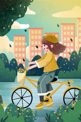 出行方式自行车女孩