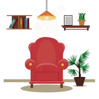 卧室沙发书房矢量图,免抠元素