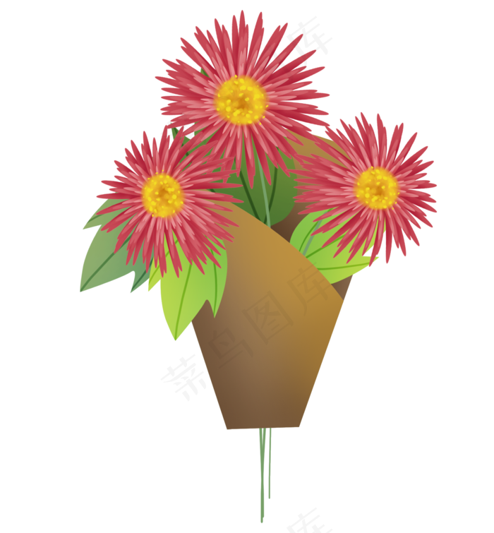 红色菊花立体花束(2000X2158(DPI:299))psd模版下载