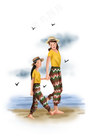 世界旅游日旅行的母女