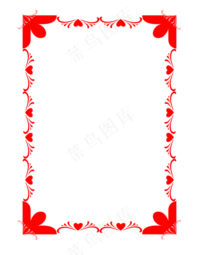 手绘爱情红色花边框(2160X2756(DPI:300))psd模版下载