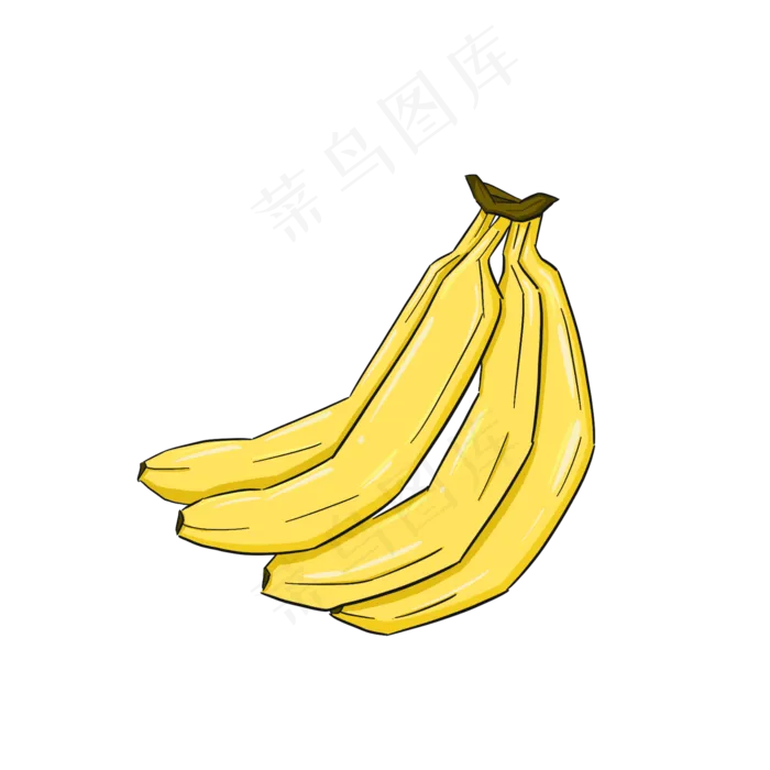 夏季香蕉黄色美味水果卡通免抠素(2000X2000(DPI:300))psd模版下载