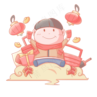 2019农历新年年货节购置年货人物�,免抠元素