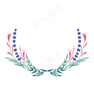 小清新叶子装饰半环形花环