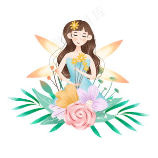 抱着花朵的小精灵