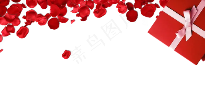 红色玫瑰花瓣礼盒边框纹理
