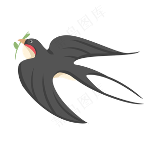 叼着树枝飞翔的燕子春天,免抠元素