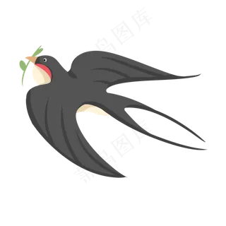 叼着树枝飞翔的燕子春天,免抠元素