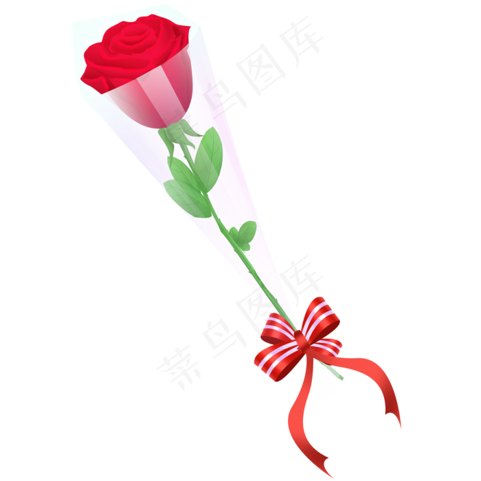 情人节玫瑰花插画免抠装饰图案扁