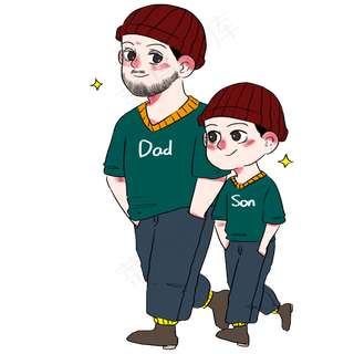 父亲节爸爸和儿子一起穿家庭亲子