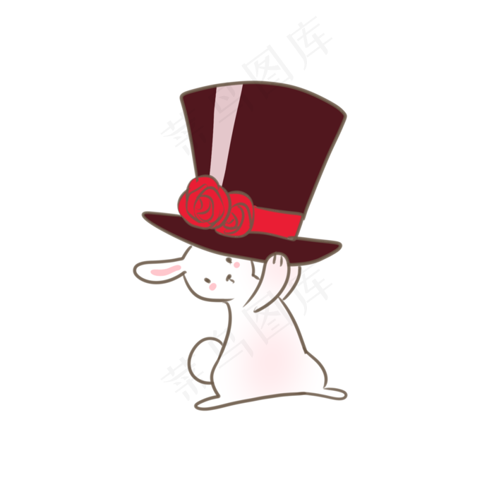 小兔子和玫瑰魔术帽(2100X2100(DPI:300))psd模版下载