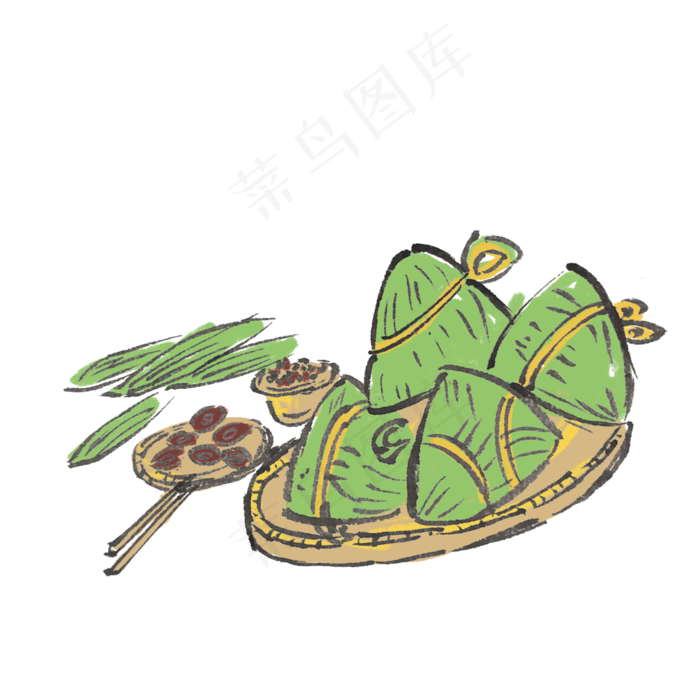 水墨风粽子手绘插画