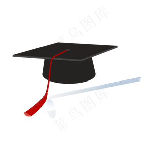 博士帽与学位证PNG素材