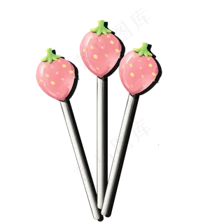 五彩的棒棒糖两三个草莓形状