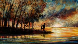 夏日小暑大暑和爸爸一起油画风景