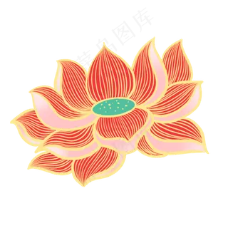 2020新年金边国潮红色荷花