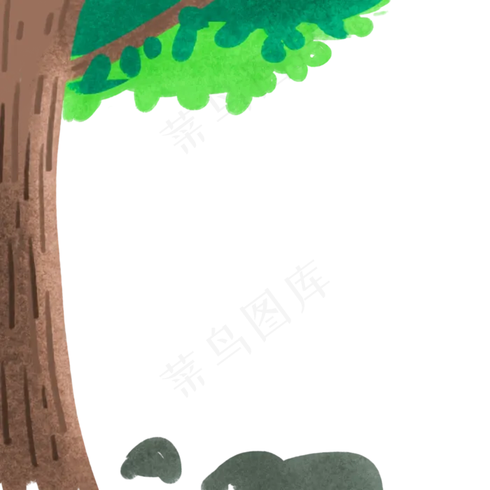 一个绿色大树边框免抠图(2000*2000px 300 dpi )psd模版下载