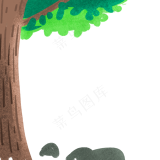 一个绿色大树边框免抠图