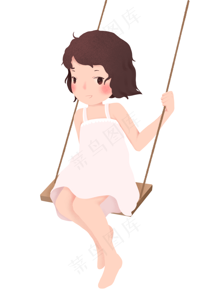 荡秋千人物插画