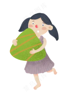 端午节马尾女孩吃粽子