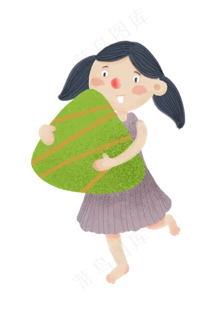 端午节马尾女孩吃粽子