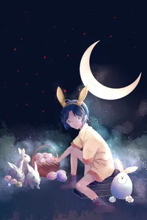 复活节兔子小男孩和彩蛋 复活节兔子小男孩和彩蛋