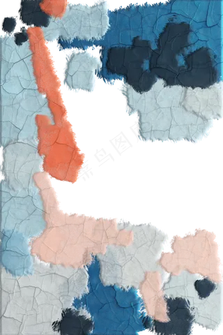 干裂油画色块蓝色当代艺术装饰边,免抠元素