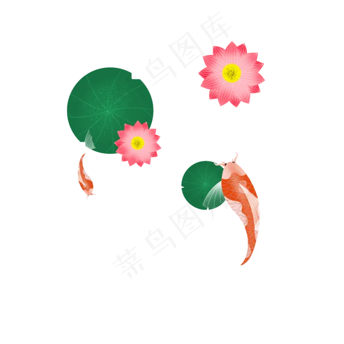中国风锦鲤荷花荷叶(2388X2388(DPI:132))psd模版下载