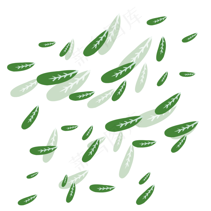 手绘植物树叶漂浮的叶子,免抠元素