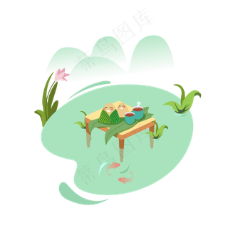 绿色龙舟端午节