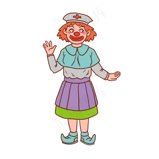 小丑女愚人节护士卡通人物,免抠元素
