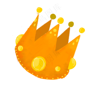 手绘卡通金色皇冠王冠,免抠元素