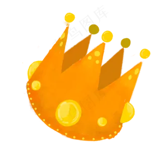 手绘卡通金色皇冠王冠,免抠元素