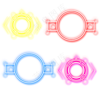 618边框彩色霓虹灯促销图标装饰