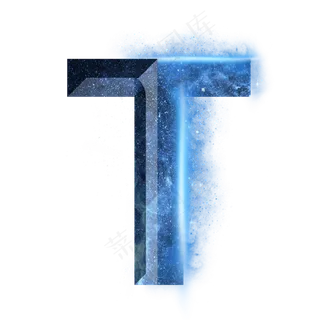 炫酷蓝色星空星辰字母T