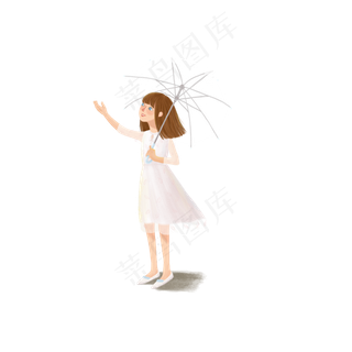 卡通打伞的女孩下载