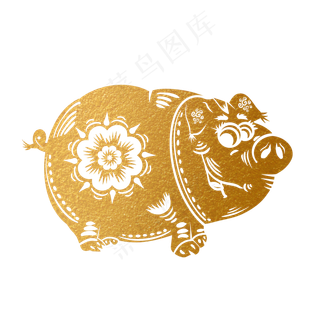 2019新年手绘卡通剪纸猪,免抠元素