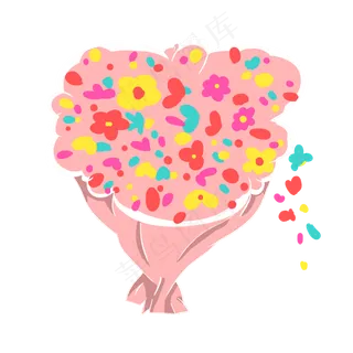 捧花婚礼粉色手绘