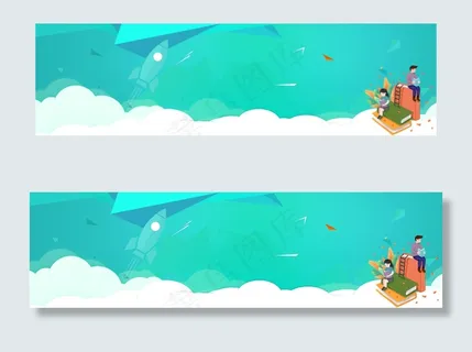 学校社团招新卡通绿色banner 学校社团招新卡通绿色banner