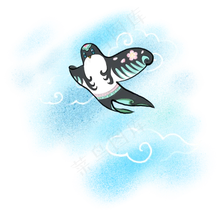 二十四节气清明节风俗水墨画卡通(3508X3508(DPI:300))psd模版下载