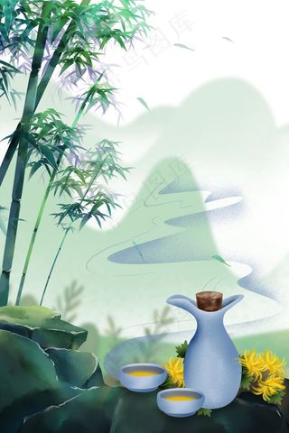 清幽竹林幽香菊花茶