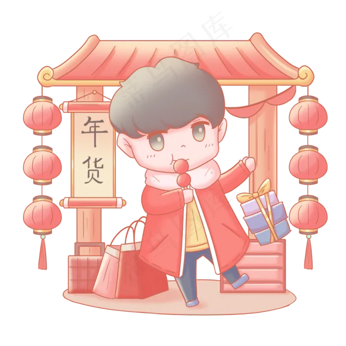 2019农历新年年货节购年货人物免�,免抠元素(4000*4000px 300 dpi )psd模版下载