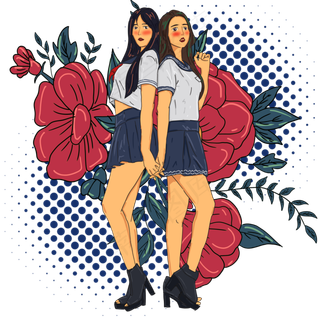 清纯文艺日系校服小女孩插图