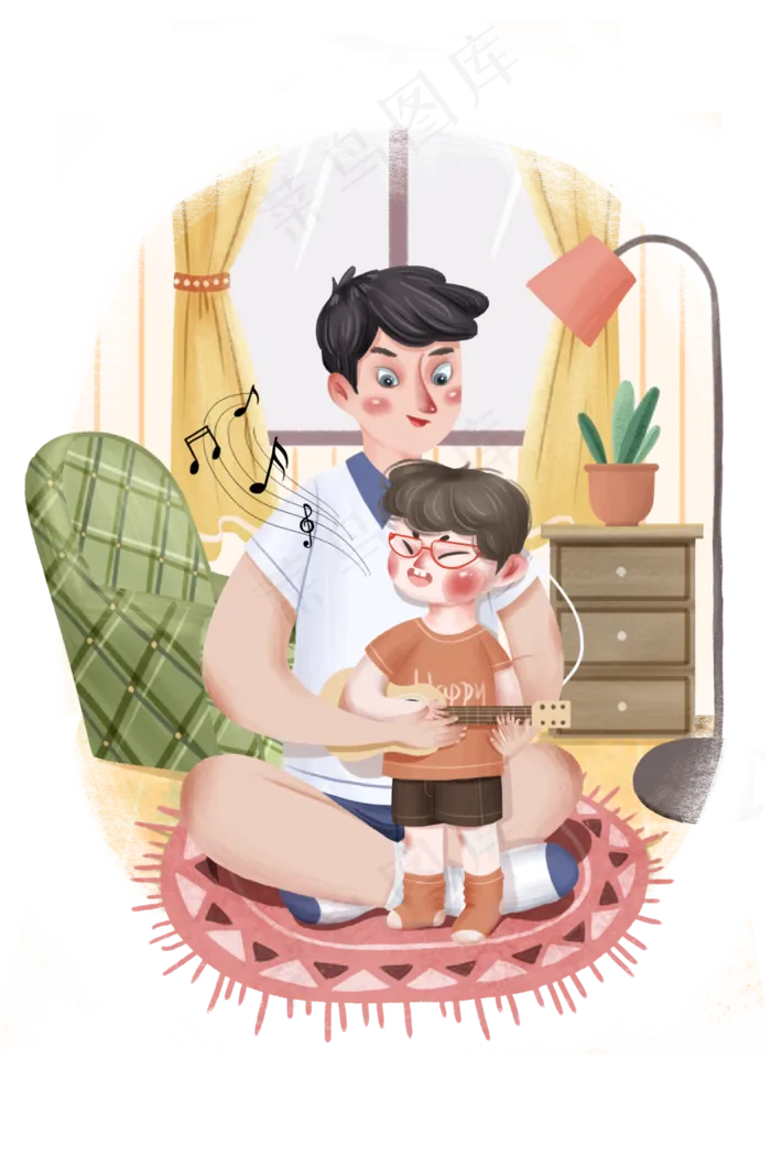 彩色父亲节可爱场景(3000X4500(DPI:300))psd模版下载