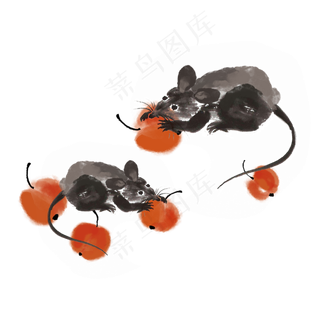 鼠年水墨老鼠素材,免抠元素