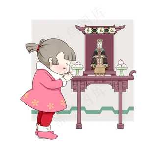 2019新年春节小年卡通女孩,免抠元素