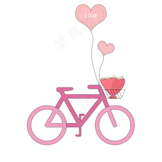 粉色浪漫自行车情人节,免抠元素